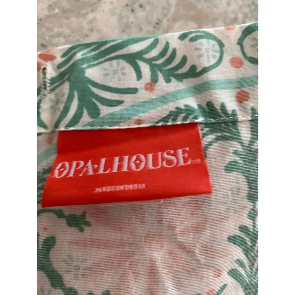 Opalhouse Medallion Green and Coral Floral with tassels Shower Curtain